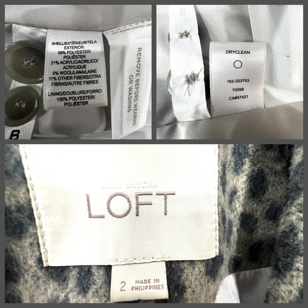Ann Taylor Loft Womens Blazer 2 Brown Office Animal Print Mob Wife Tailored Wool - Picture 6 of 8